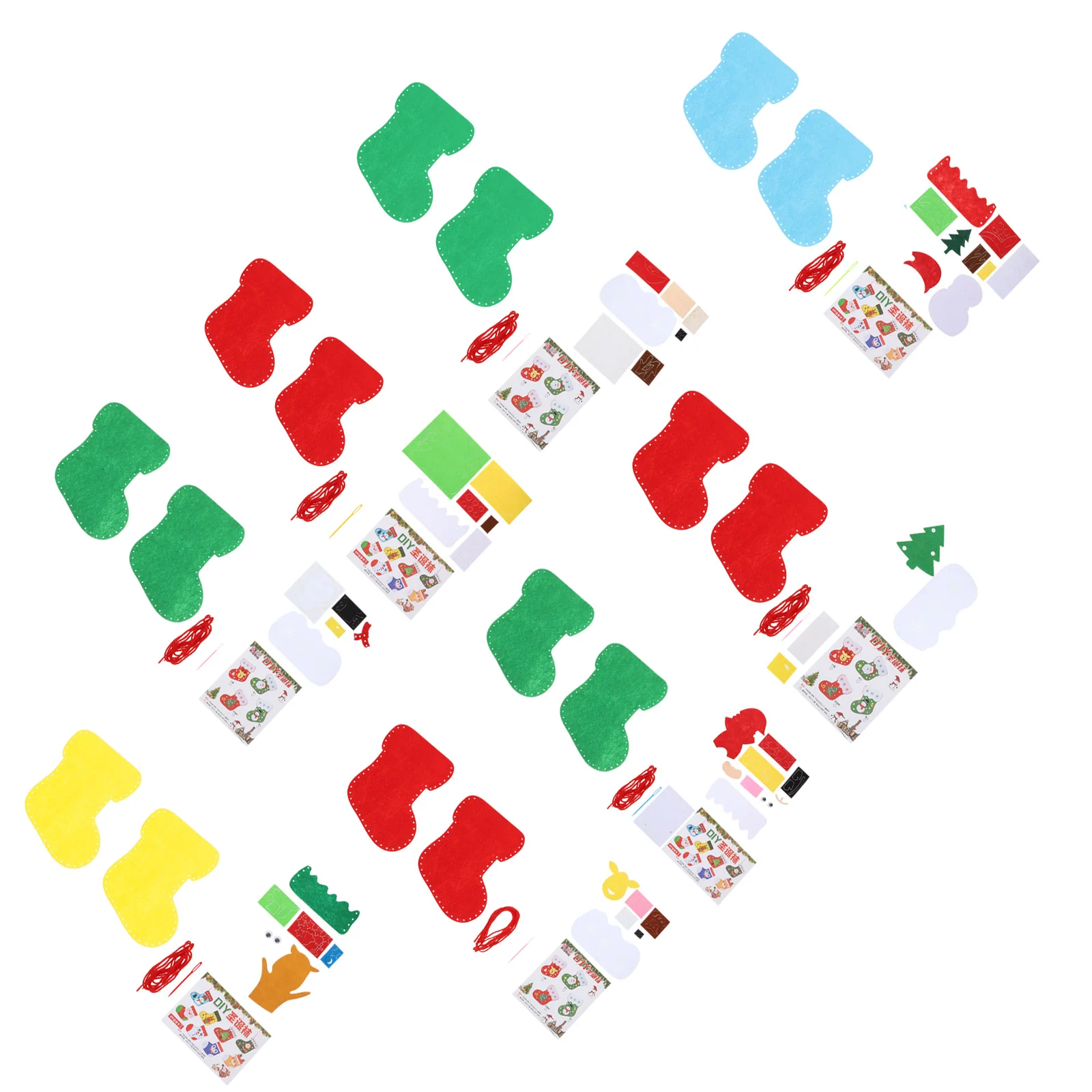 

8 Sets Christmas Stocking Sewing Kit Sock School Class Teaching Props Felt Cloth Education Toy