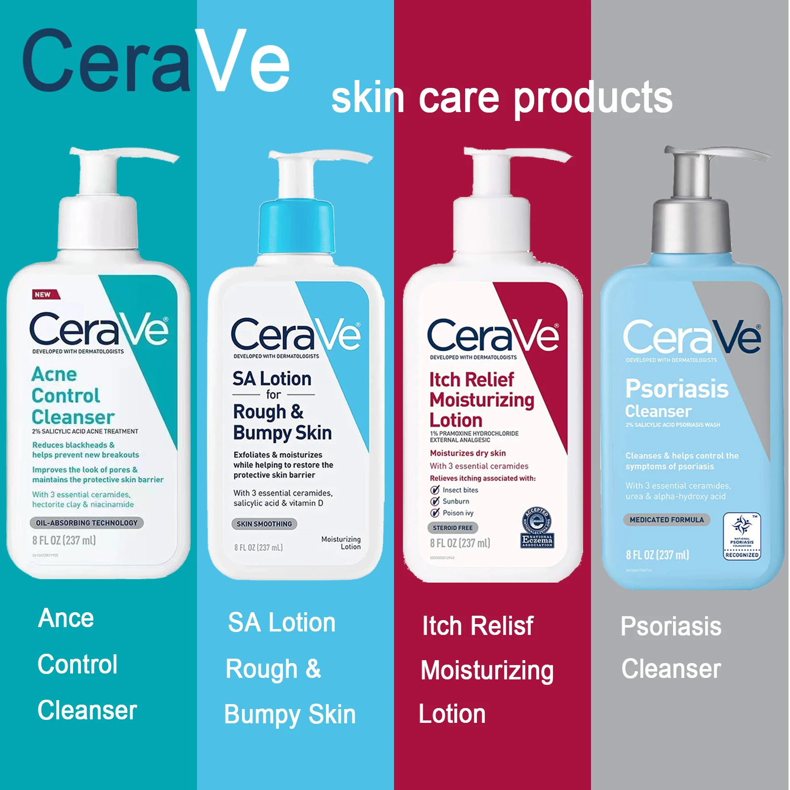 

Hot Sale Cerave Acne Control Cleanser Itch Relief Moisturizing Lotion Psoriasis Cleanser SA Lation Rough & Bumpy Skin 237ML