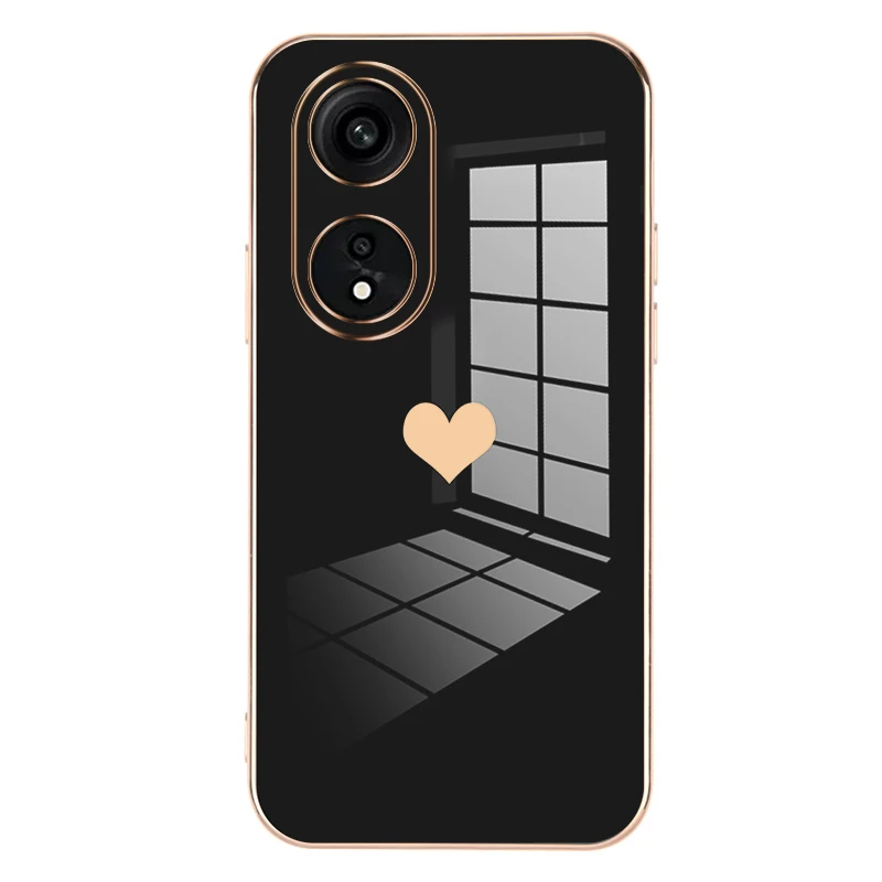 

Heart Pattern Plating Phone Case For Oppo Reno 10 Pro Plus Back Cover