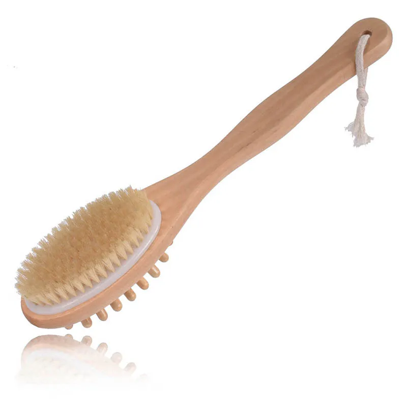 

Bamboo Body Brush Brush Natural Boar Bristle Organic Dry Skin Body Brush Bamboo Wet Back Shower Exfoliating Bathroom Accessories