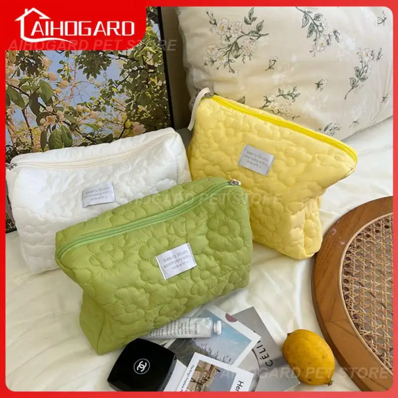 

Cosmetic Bag Macaron Color Skin Care Storage Bag Large Capacity Soft Flower Cosmetic Bag Makeup Bag Home Storage Ins Style Nylon