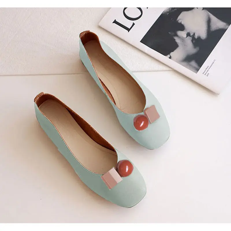 

Новинка весна-лето 2022, универсальные туфли на плоской подошве с открытым носком, ретро туфли с квадратным носком, Нескользящие туфли на мягк...