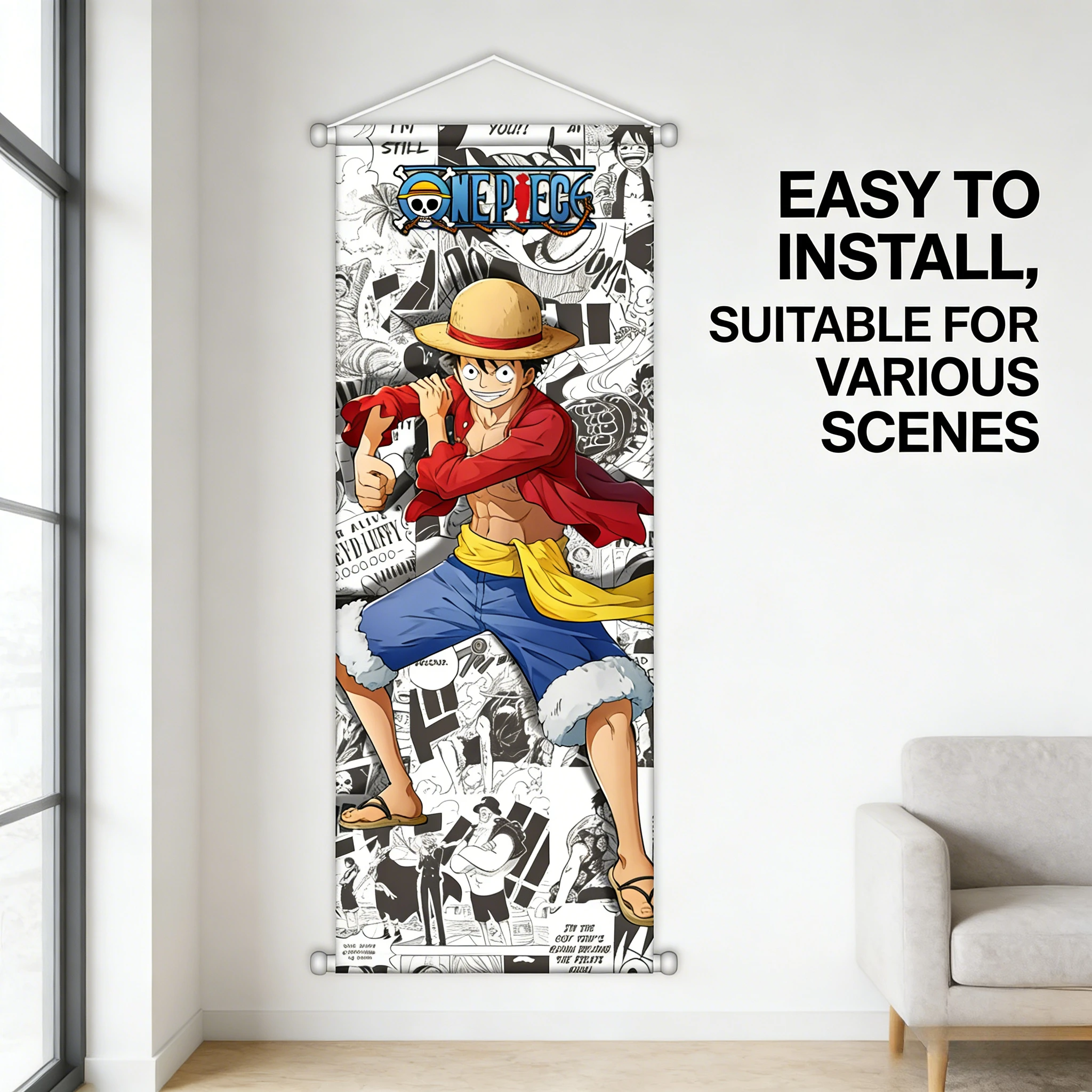 Фото Настенный плакат-свиток «One Piece» для гостиной и спальни, фоновое украшение, подарок на день рождения, лимитированная серия, индивидуальный дизайн №1
