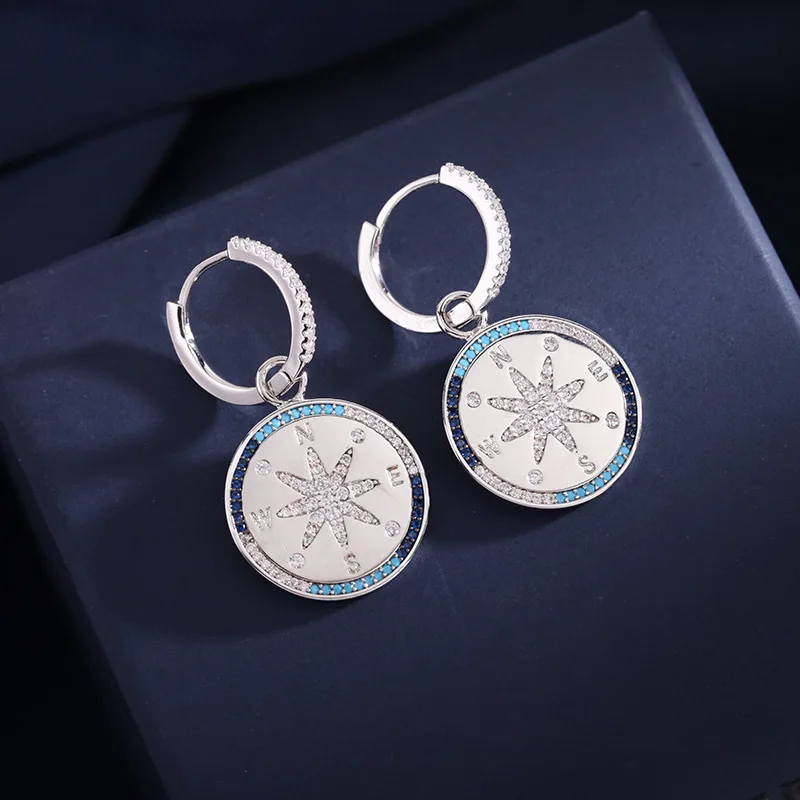 

Европейские и американские Роскошные Синие серьги-кольца в виде звёзд