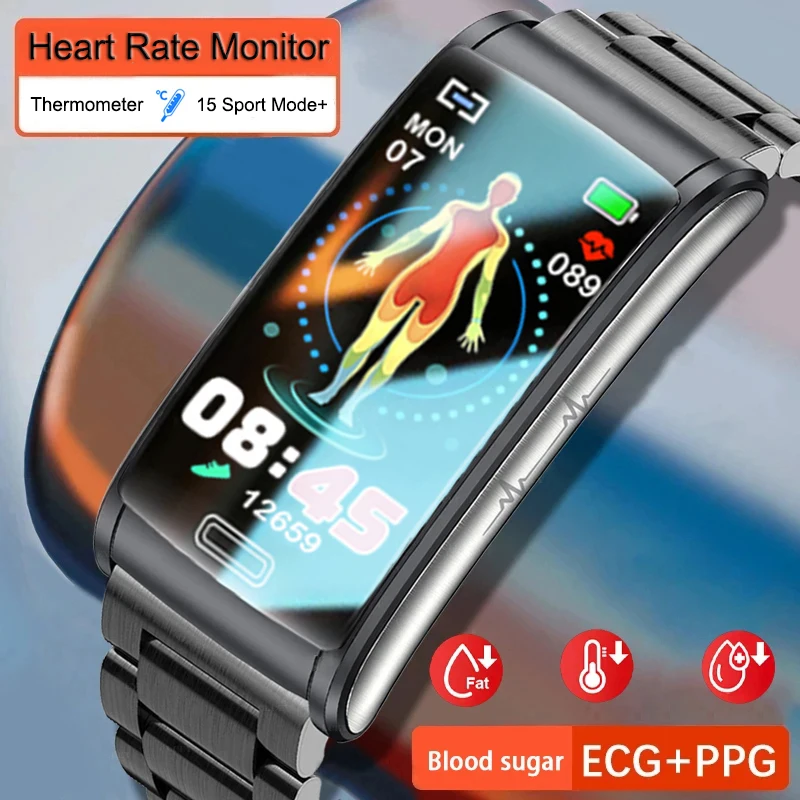 

Новинка 2023, умные часы с монитором уровня глюкозы в крови, мужские водонепроницаемые спортивные умные часы с измерением ЭКГ + ППГ кровяного давления для мужчин и женщин