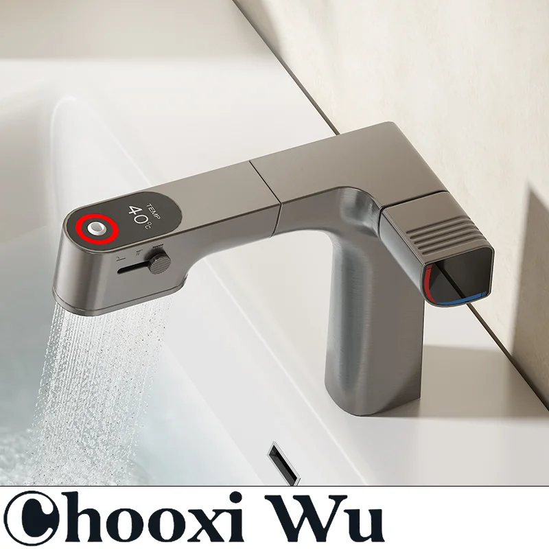 

Выдвижной Смеситель CHOO XIU, смеситель для горячей и холодной воды, кран с цифровым дисплеем, вращающийся кухонный кран