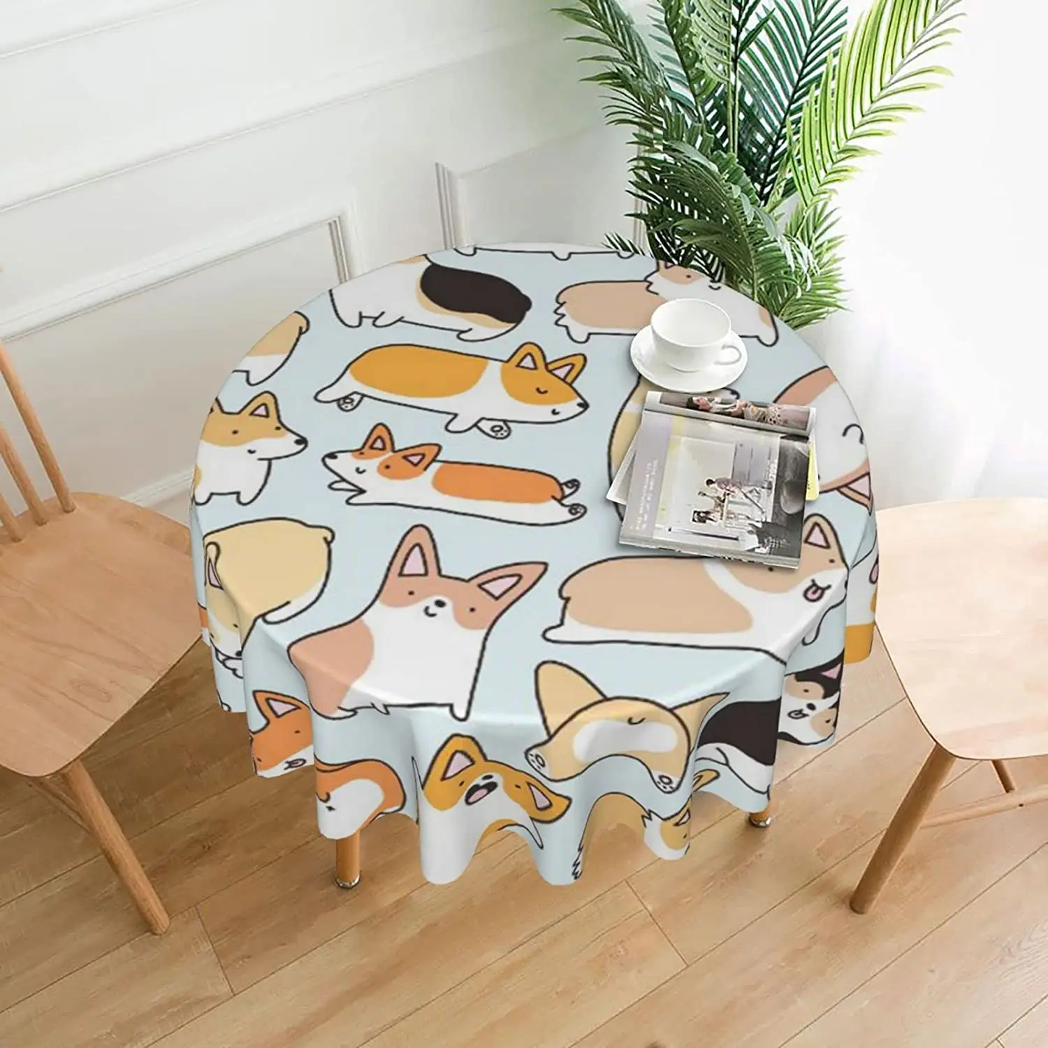 

Corgi Pattern Round Tablecloth for Outdoor Picnic Spill Proof and Washable Tablecloth Ktchen and Holiday Dinner Round Tablecloth