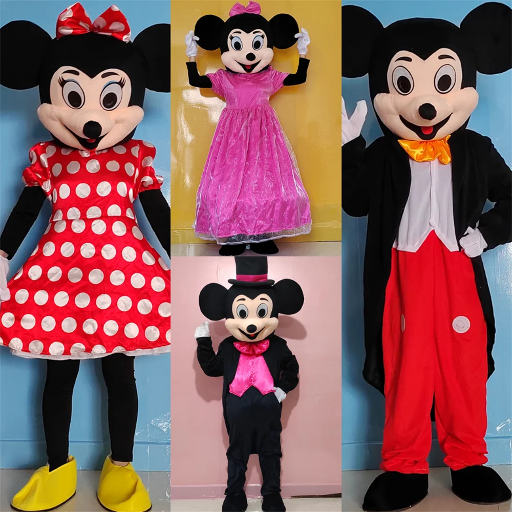 

Disney Cosplay Mickey Boy and Minnie Girl Cartoon Unisex Character Costume Mascot Advertising Fancy Dress Party Animal Carnival