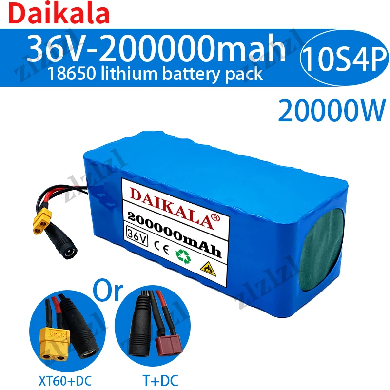 

Daikala New 36V 10s4p 200Ah 20000W large capacity 18650 lithium battery pack electric bicycle scooter with BMS XT60 Plug