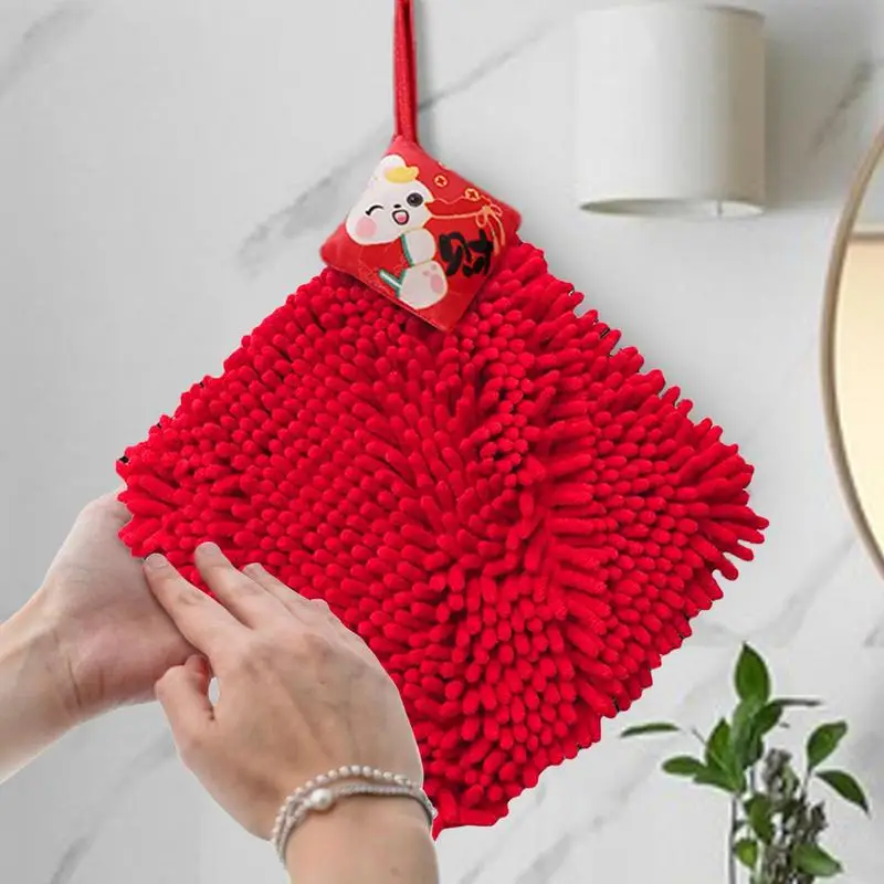 

Полотенце с принтом кролика бытовое Впитывающее кухонное пушистое флисовое полотенце для рук с ремешком быстросохнущее полотенце для отел...