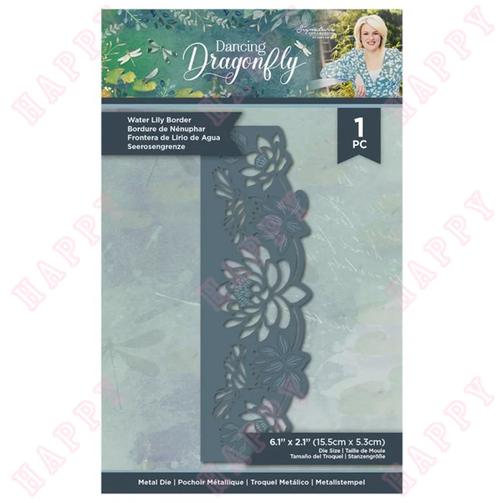 

2022 New Arrival Water Lily Border Metal Cutting Dies Scrapbook Diary Diy Decoration Embossing Template Greeting Card Handmade