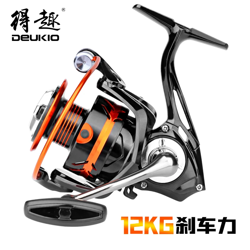 

DEUKIO Fishing Reels Spinning 12KG Max Drag Metal Spool Windlass Carretilhas De Pesca 5.2:1 Coils Moulinet Spinning Feeder Reel