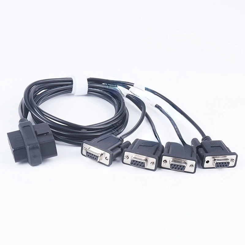 

4IN1 16pin OBD II T Type Male Female Interface To RS232 Serial VGA D-Sub 9 DB9 4 Female Port 6Way Cable For Car Diagnostics