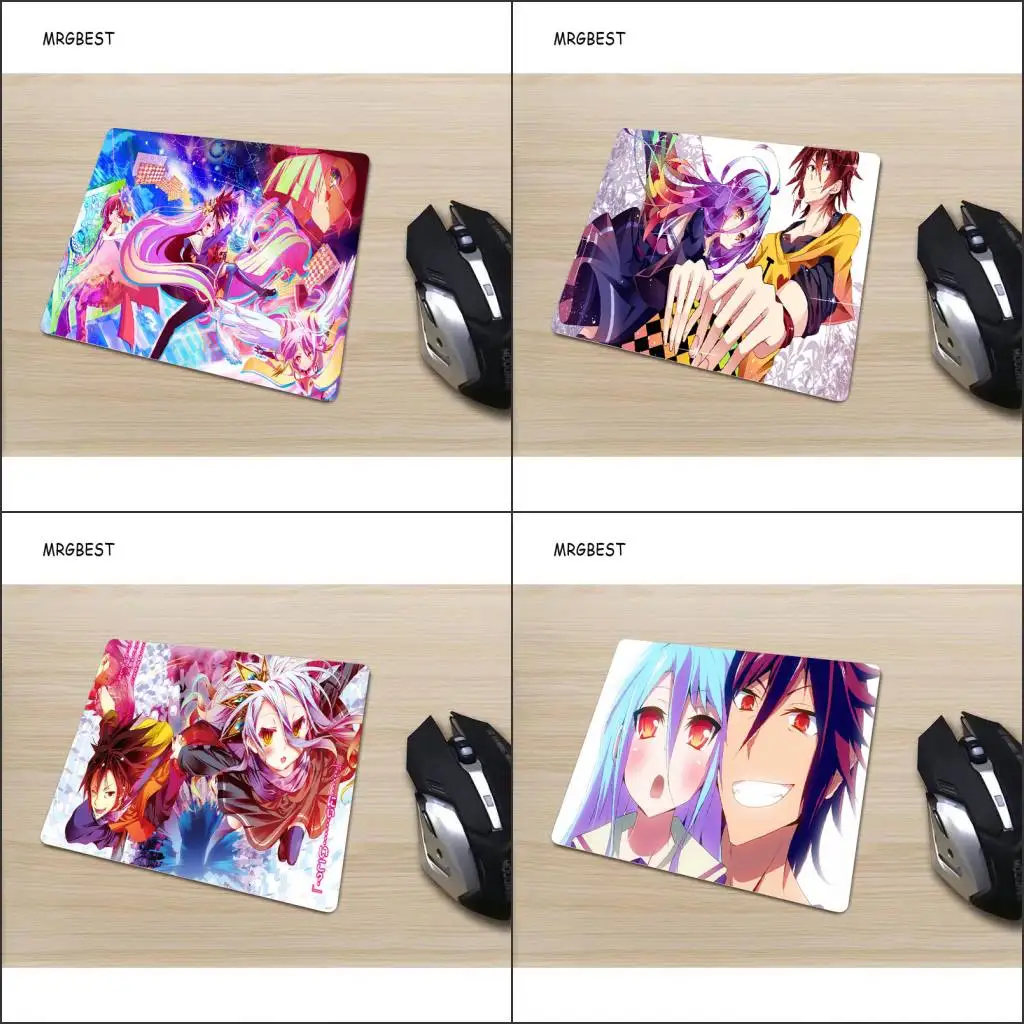 

No Game No Life Anime Mouse Pads Small Size Big Promotion 22x18cm No Locked Edge Rubber Desk Mat Non-slip Notebook PC Mice Mat S