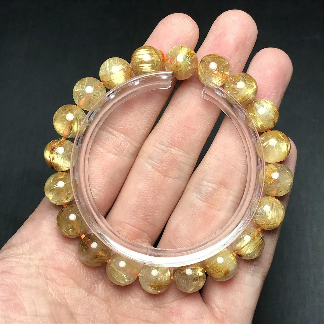 

10mm Natural Gold Rutilated Quartz Bracelet Jewelry For Women Men Wealthy Gift Healing Crystal Beads Gemstone Strands AAAAA