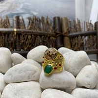 natural sudan stone dyed jade electroplating ring ladies personality trend jewelry