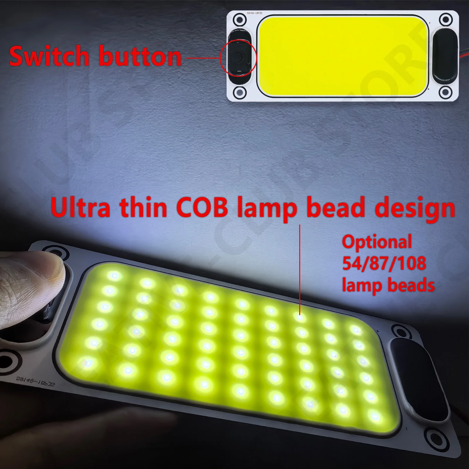 Фото Светодиодная COB-лента 12В 24В для чтения в автомобиле, SMD LED ночная подсветка, внутренний потолочный светильник с выключателем для фургонов, грузовиков, кемперов №3