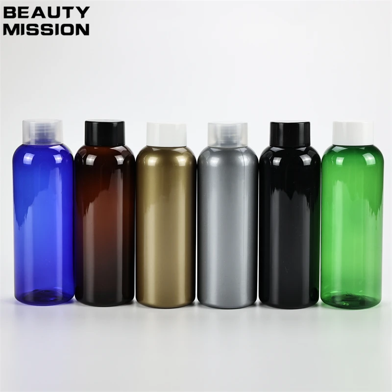 Golden 300ML X 20 Plastic Round Shoulder Bottle With Double Cover Makeup Toner Water Essential Oil Pure Dew Packaging Containers