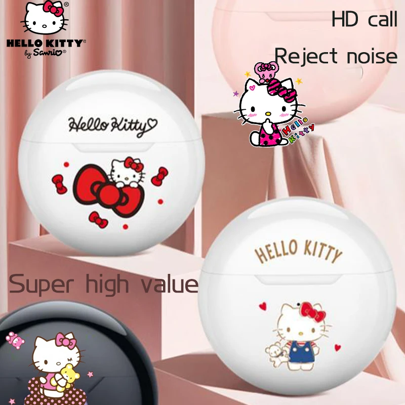 

Sanrio Hello Kitty Bluetooth Earphone Headset Kawaii Girl Heart High Value HD Sound True Wireless Long Battery Life for Students