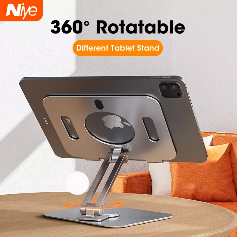 

Adjustable Aluminium Alloy Tablet Stand 360° Rotatable Support Tablet Desk Portable Metal Holder For iPhone iPad
