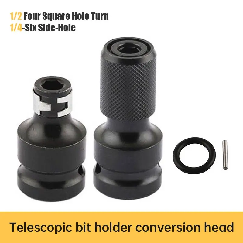

Telescopic Hex Shank Socket Converter 1/2 Inch Square To 1/4 Inch Hex Ratchet Socket Impact Wrench Sleeve Socket Adapter