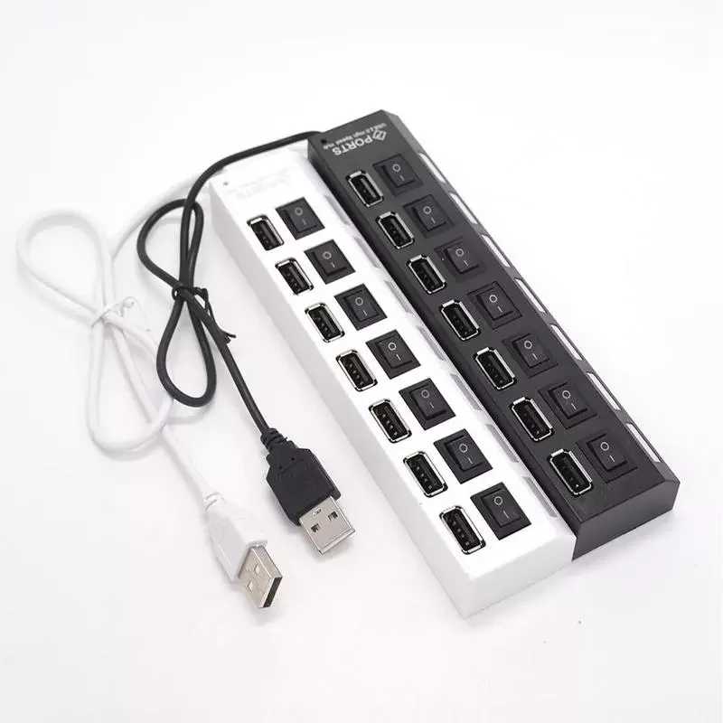 

7 port High speed USB 2.0 HUB Led Adapter Hub Power On/off Switch For Pc Laptop Usb Hub Splitter Adapter Charger