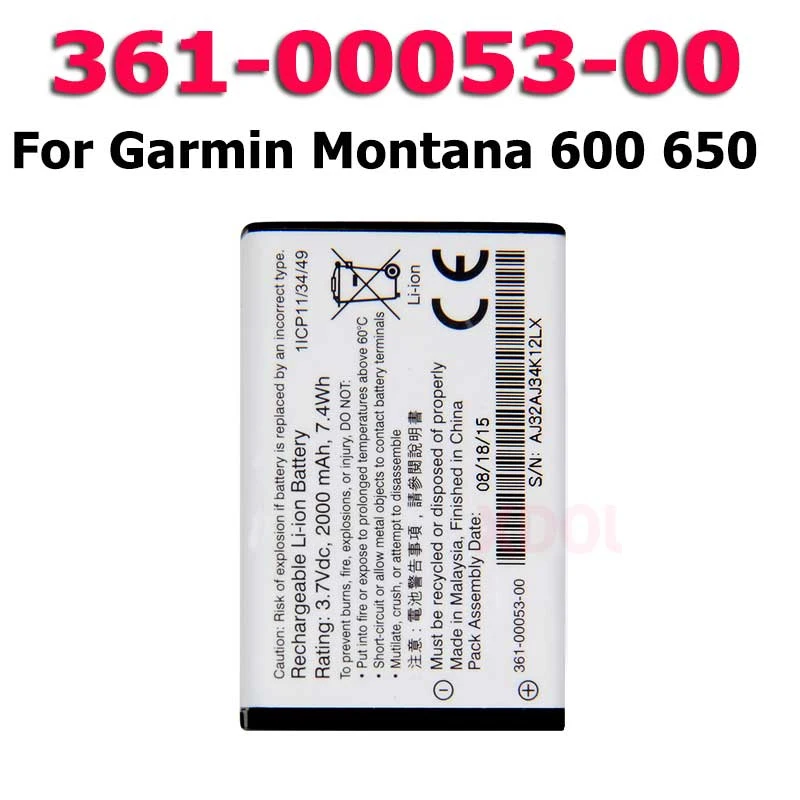 XDOU Новое поступление 2700mAh 361-00053-00 361 батарея для Garmin Монтана 600 600T 610 650 650T VIRB GPS Alpha 100 010-11654-03