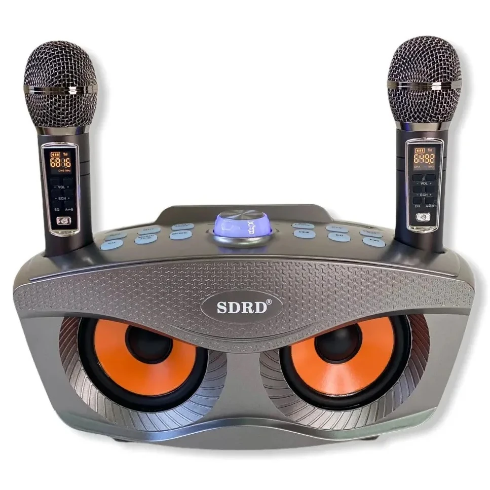 SDRD SD 306 Plus (серый) - домашняя блютус-караоке система с двумя перезаряжаемыми