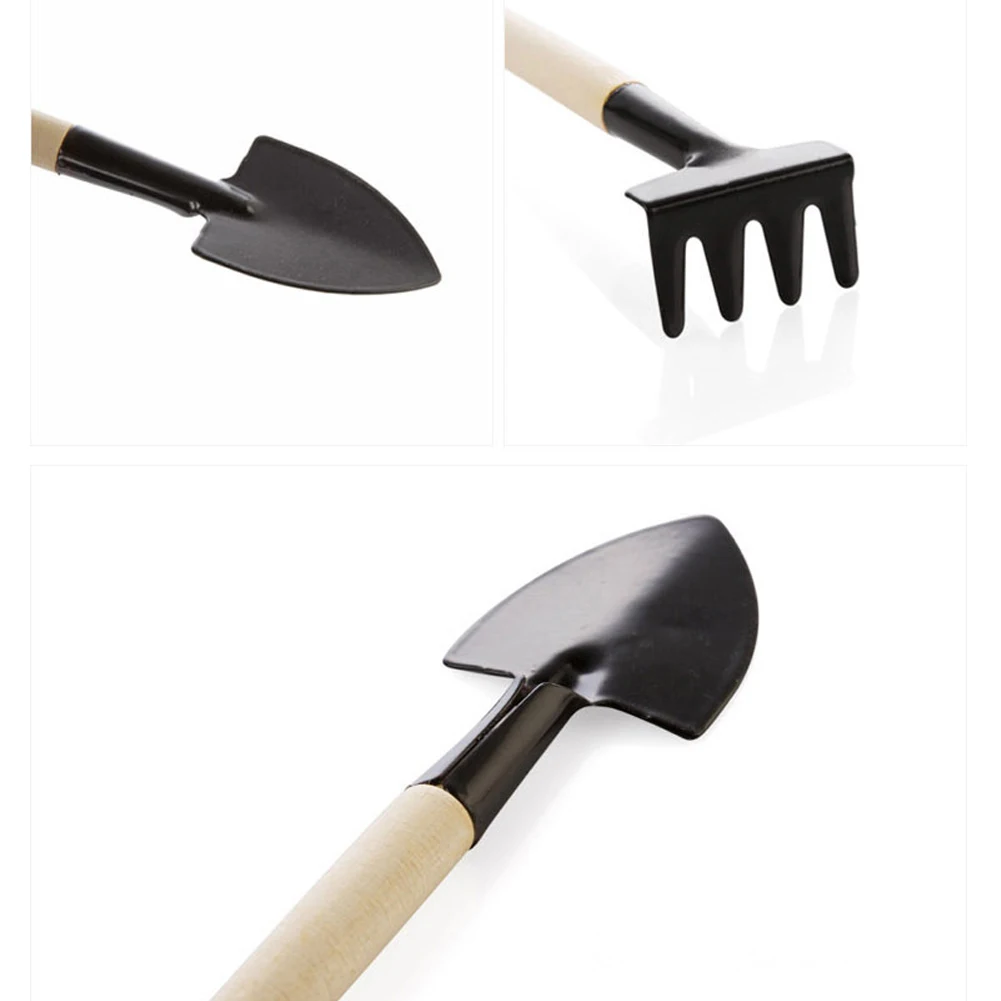 3 шт. мини садовая лопата грабли Erramientas бонсай набор инструментов деревянная