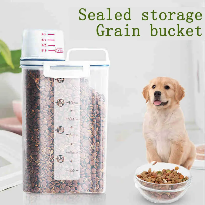 

Cat And Dog Food Bucket Household Kitchen Insect And Moisture-proof Sealed 2KG Rice Storage Tank Grains And Cereals Bucket