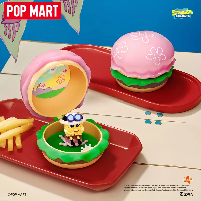 Фото Новинка 2026: POP MART SpongeBob Krabby Patty — Серия бестселлеров. Загадочная коробка-сюрприз (Blind Box) с фигурками аниме для настольной коллекции. Подарок. №2