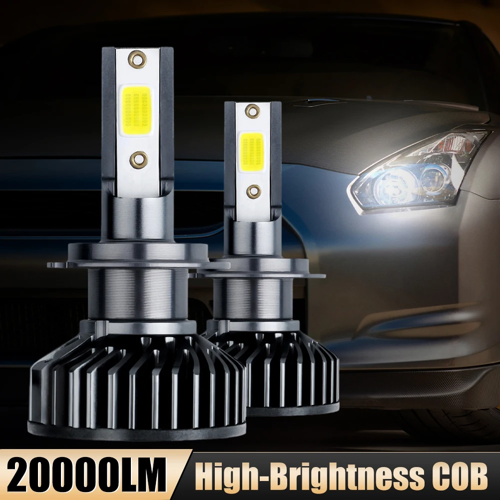 

1Pair Car LED Headlight H7 H1 H4 9005 9006 H11 LED Bulb Car 20000LM Super Bright COB LED Lights Auto 6000K White Spot Lights