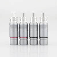 4pcs silver plated shadow audio rca connectors plug rca solder plug for audio interconnect cable