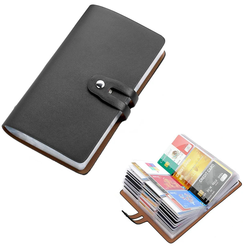 

Unisex 96 Slots Card Holder PU Leather Business Card Case Anti-theft ID Credit Card Sleeve Function Bag Minimalist Wallet