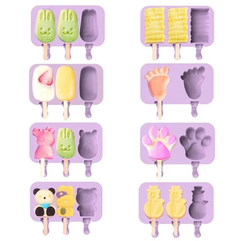 

Silicone Ice Cream Mold Summer DIY Home Handmade Ice lolly moldes de silicona Reusable Kitchen Tool with 50 Sticks