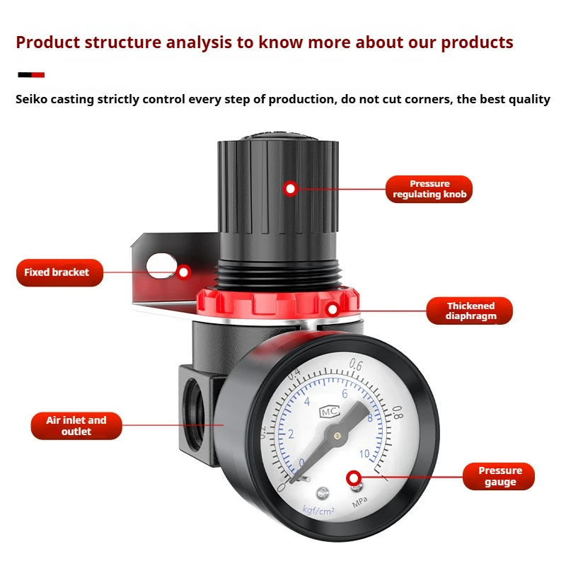 AR2000 1/4 резьба BSP пневматический воздушный компрессор регулятор давления 4 мм 6 8 10 12