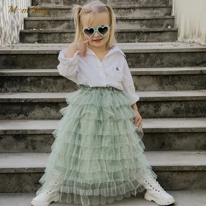 Fashion Baby Girl Tutu Skirt Layered Fluffy Infant Toddler Child Princess Tulle Skirt Long Baby Clothes Party Birthday 1-10Y