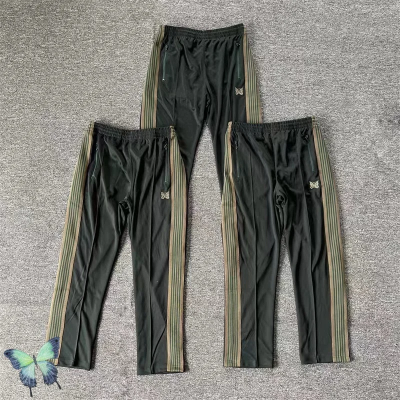 

Green Needles Sweatpant Butterfly Embroidered AWGE Side Web Casual Men Hip Hop Pants