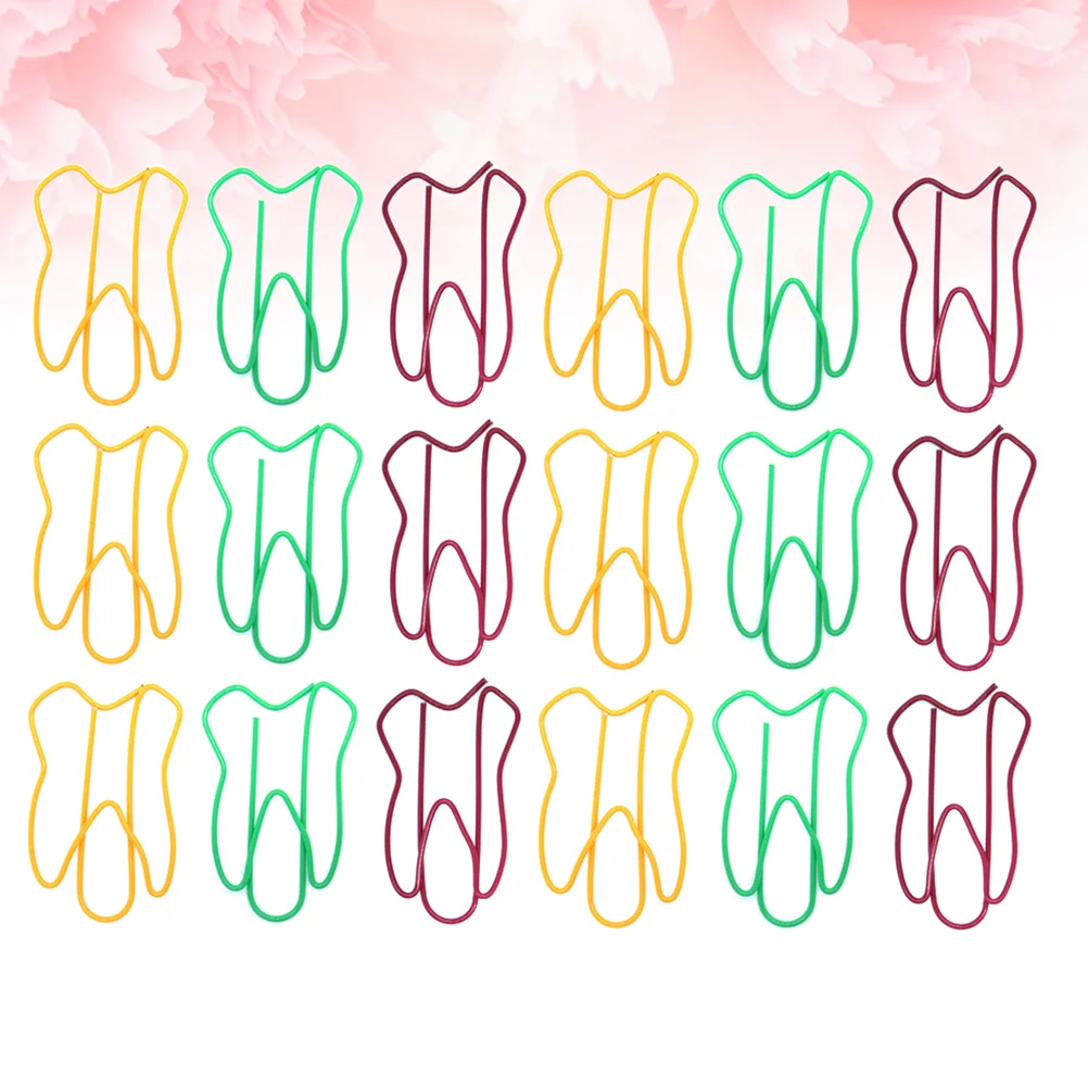 

50Pcs Colorful Tooth Shaped Clips Paper Clips Creative Note Clips Paper Pin Clip for Party Gift Office Hand Account (Random