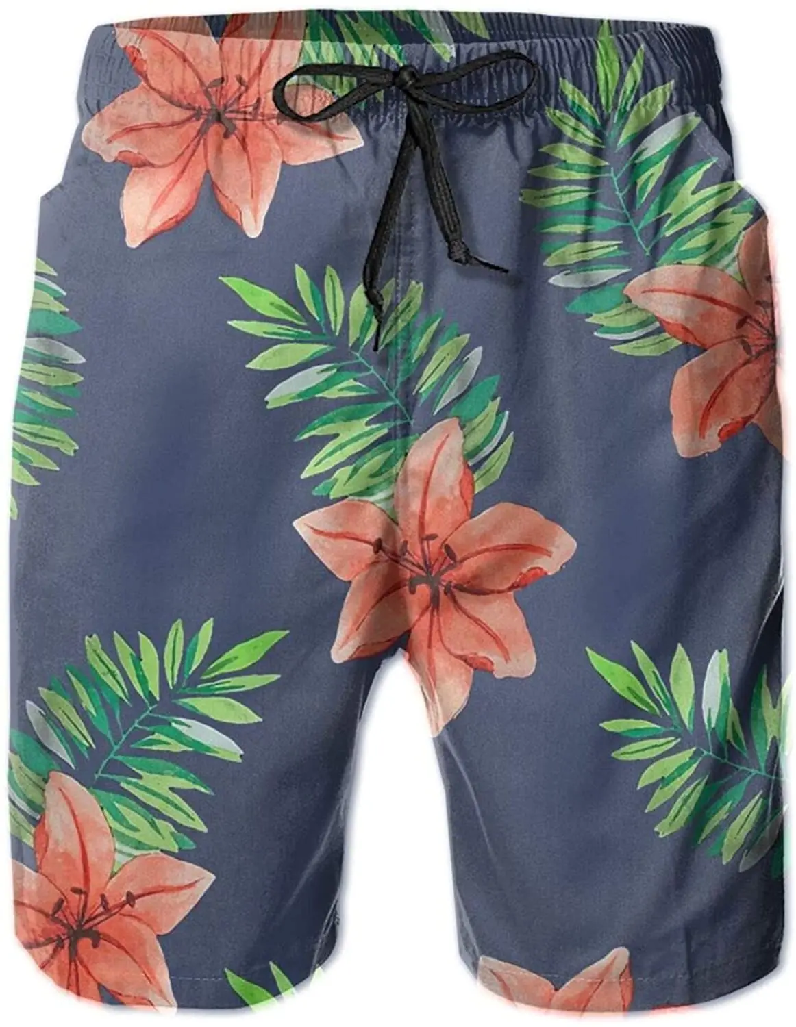 

Men Swim Trunks Tropical Flowers Swimtrunks Board Shorts Elastic Waist Running Summer Beach Shorts Mesh Lining