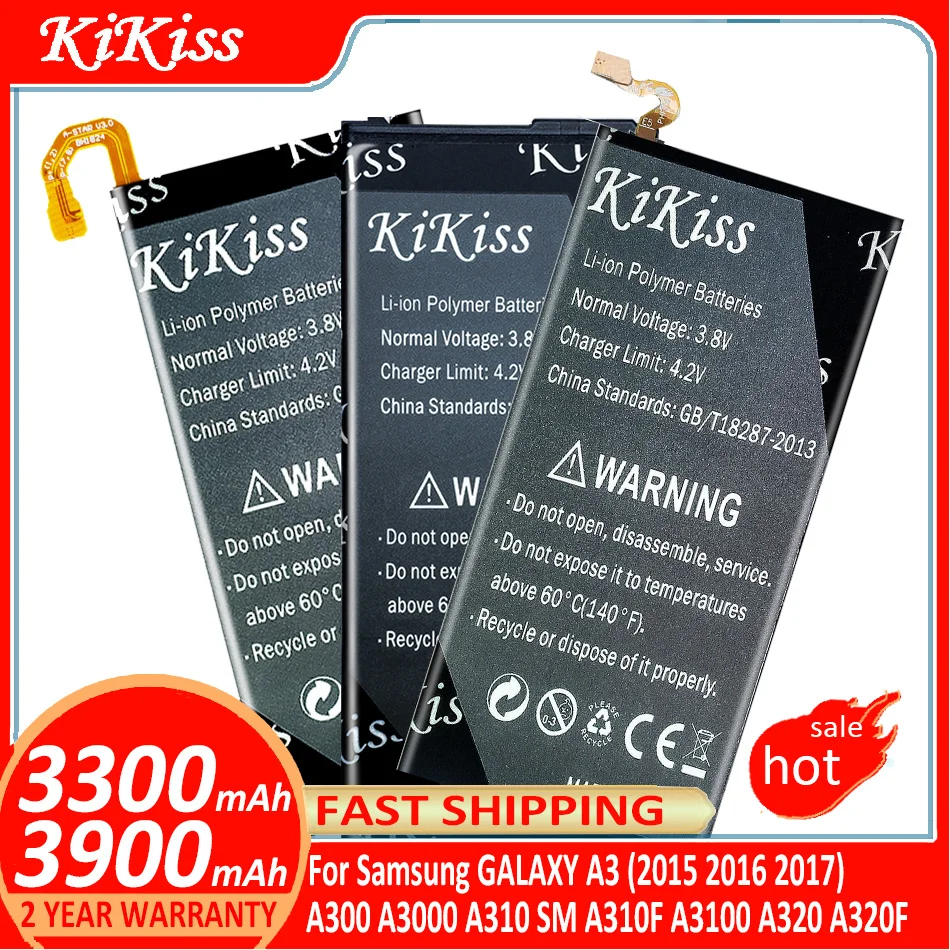 

KiKiss Battery For Samsung GALAXY A3 (2015 2016 2017) Version A300 A3000 A310 SM A310F A3100 A320 A320F SM-A320F batteries