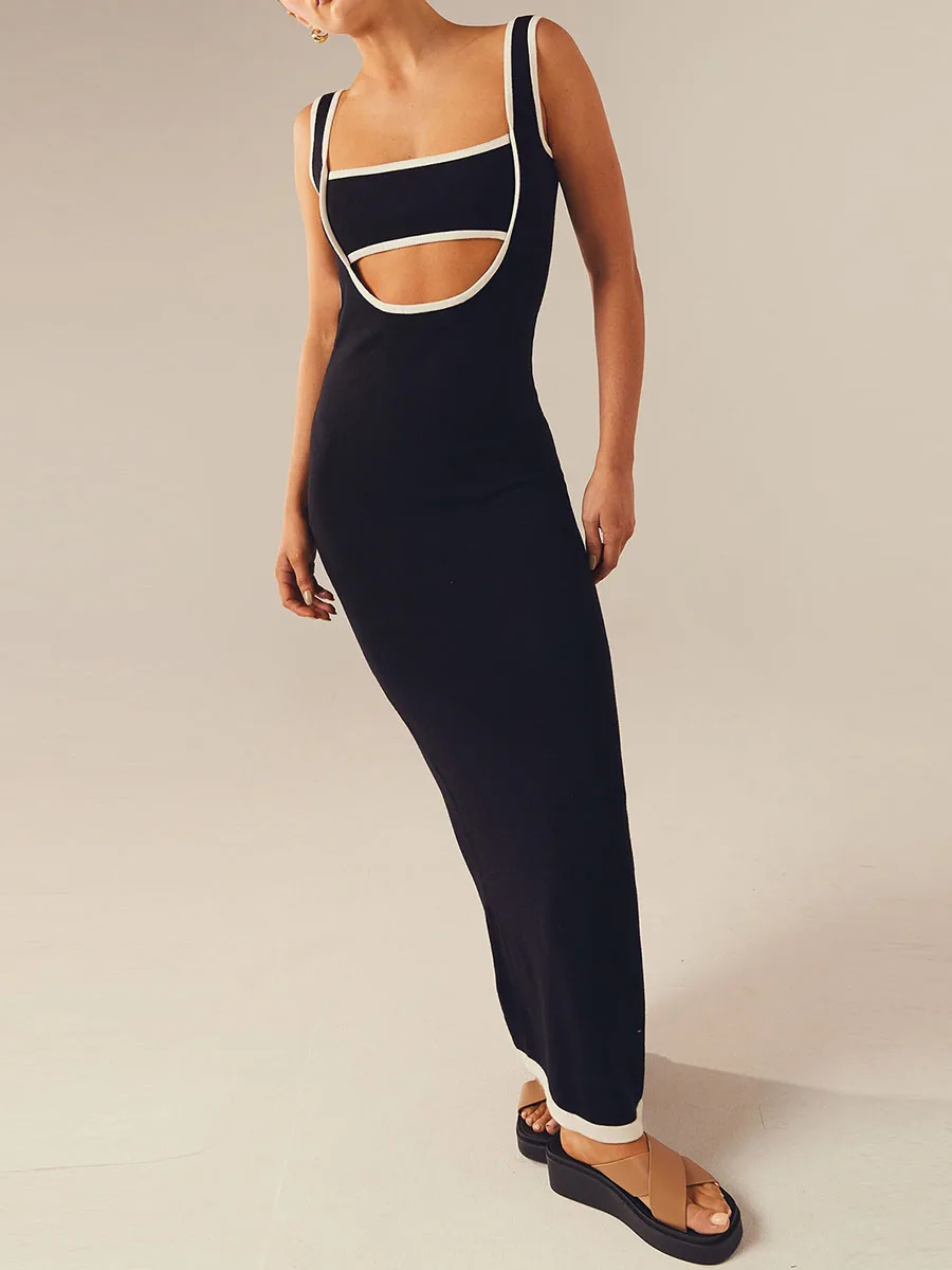 

Женское ажурное облегающее платье-макси Y2k на бретелях-спагетти, привлекательное вязаное длинное платье-труба с открытой спиной, вечернее платье