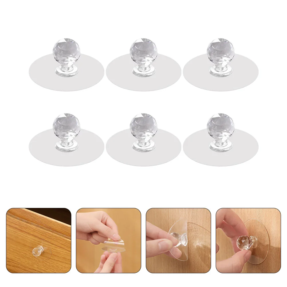 

Knobs Cabinet Door Handledrawer Adhesive Crystal Knob Handles Dresser Wardrobeclear Self Acrylic Window Cupboard Furniture