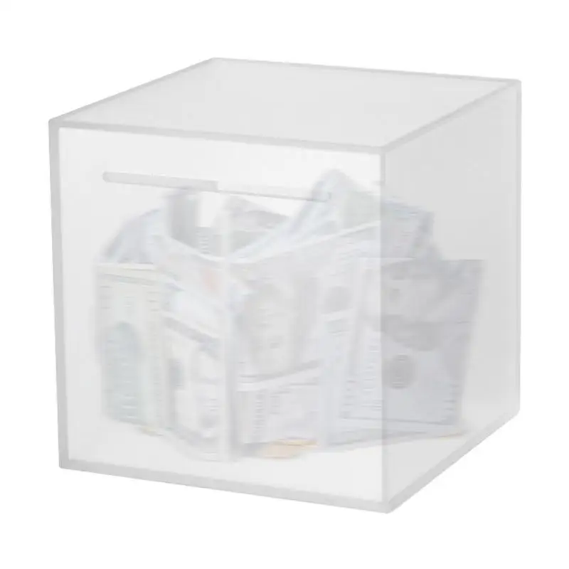 

Acrylic Piggy Bank Money Box For Cash Gift Unopenable Savings Jar Cash And Coin Frosted Money Saving Box For Home Decoration