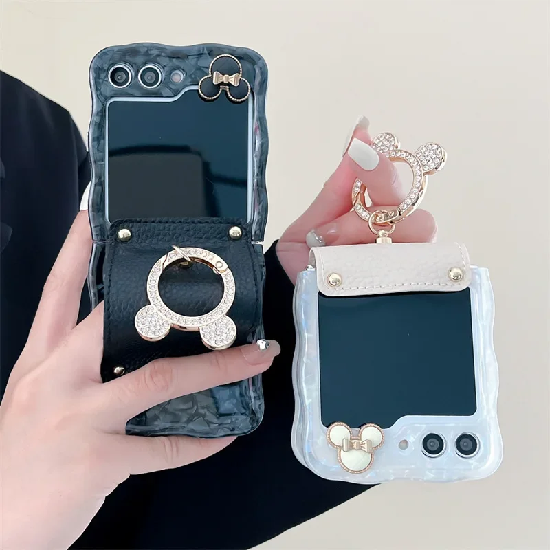 

Mouse Ring Phone Case for Samsung Galaxy Z Flip 3 Z Flip 4 Z Flip 5 Hard PC Back Cover for ZFlip5 Case Shell