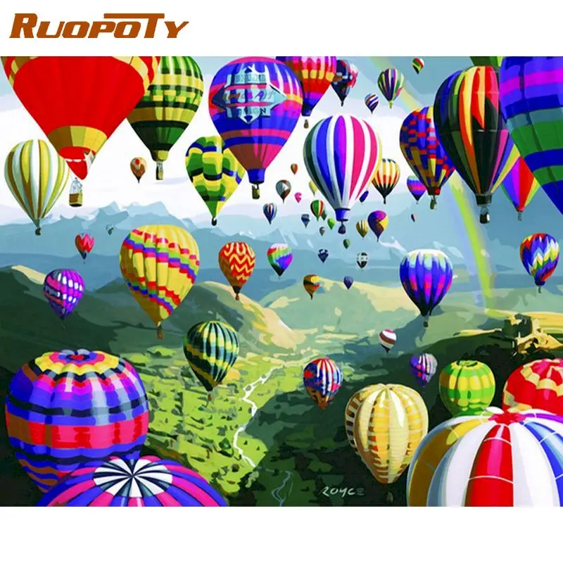 

RUOPOTY 40x50cm Frameless Hot Air Balloon DIY Painting By Numbers Modern Wall Art Picture Calligraphy Painting For Home Decor