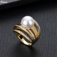 donia jewelry european and american fashion aaa zircon ring korea pearl ring shehua accessories round closed female finger