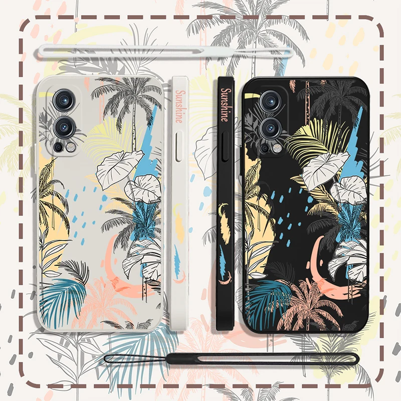 

Tropical Palm Plant Phone Case For Oneplus 10 10R 10T 9R 9RT 9 8T 8 7 7T Pro Nord 2 CE Lite 5G Liquid Silicone Cover