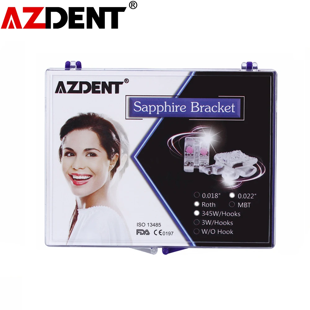 Dental Orthodontic Monocrystalline Sapphire Bracket Braces MINI Roth / MBT.022 Hooks 345 with Buccal Tube