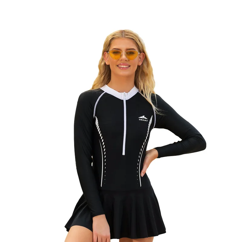 

Sbart Women Beach Dress Rash Guard Wetsuits One Piece Long Sleeve Stylish Female Swimwear Swimsuits Surfing Sailing Beach Suits